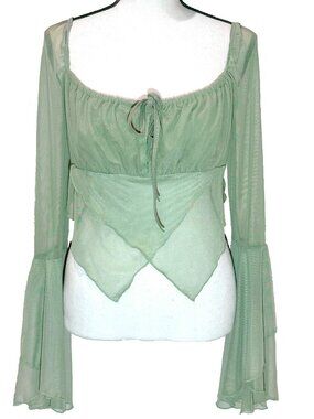 NWT Current Mood Wild Attraction Mesh Top Green Fairycore